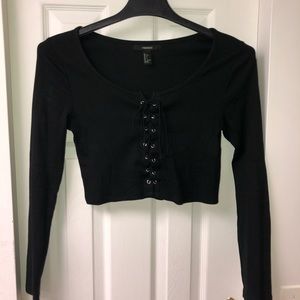 Forever21 cropped lace up long sleeve